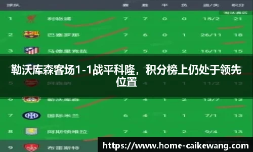 勒沃库森客场1-1战平科隆，积分榜上仍处于领先位置
