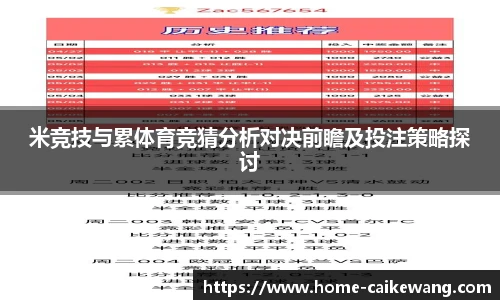 米竞技与累体育竞猜分析对决前瞻及投注策略探讨